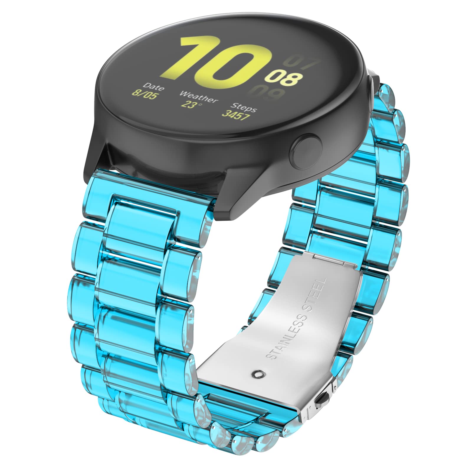 OVERSTEP Galaxy Watch Acitve 2 40mm 44mm, Galaxy Watch 3 41mm, Galaxy Watch 42mm Band, Quick Release Band Transparent Crystal Sport Replacement Strap for 20mm Samsung Watch