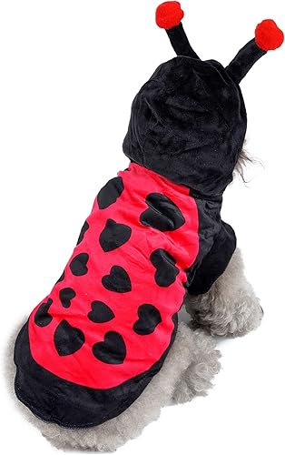 Miniatura 3 de Yoption Disfraz de mariquita para perro, gato, mascota, cachorro, Halloween, Navidad, divertido disfraz de cosplay con capucha (M)