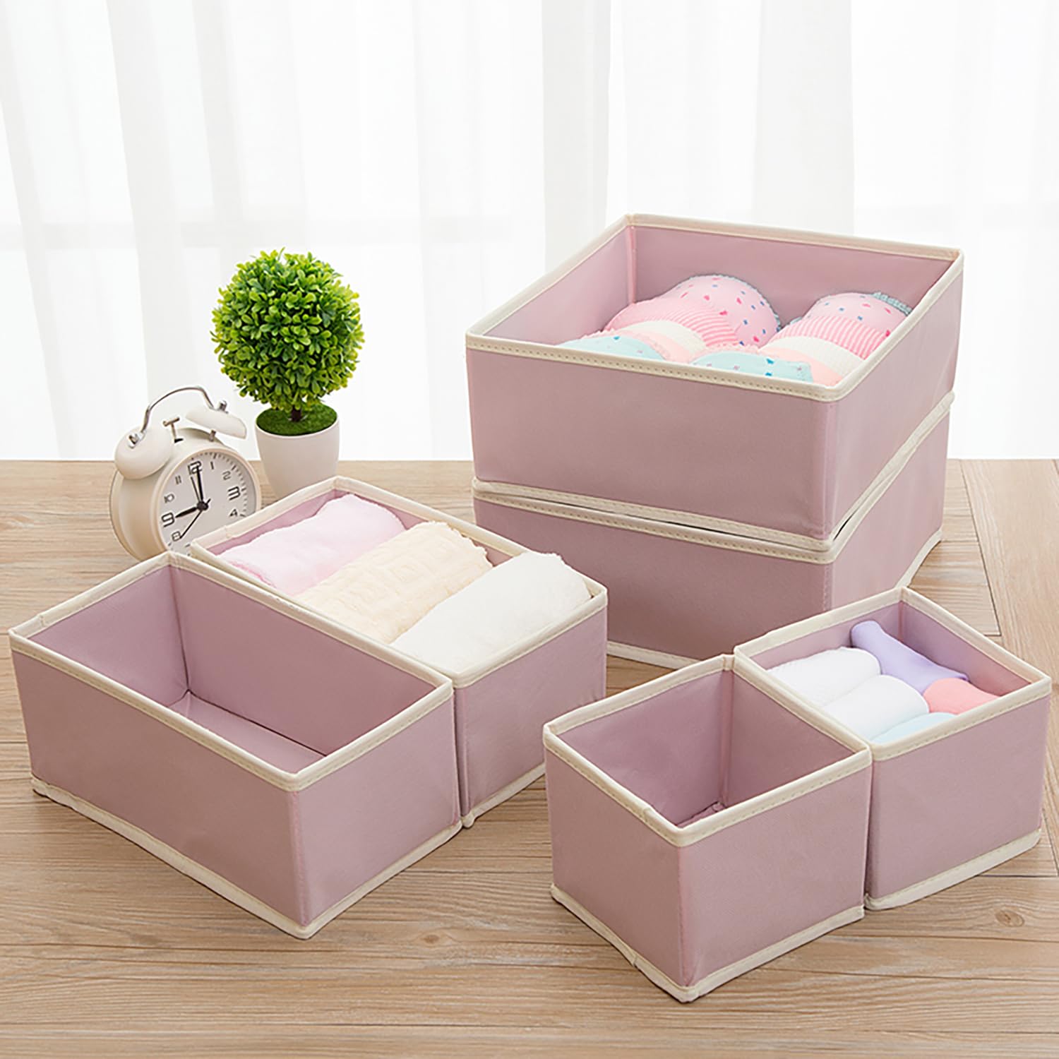 Cobenga 12 Pack Drawer Organizer Set, Dresser Underwear Drawer Organizer Bins, Foldable Fabric Drawer Dividers Wardrobe Closet Storage Organiser, Dorm Room Essentials for Clothing, Socks, Towels