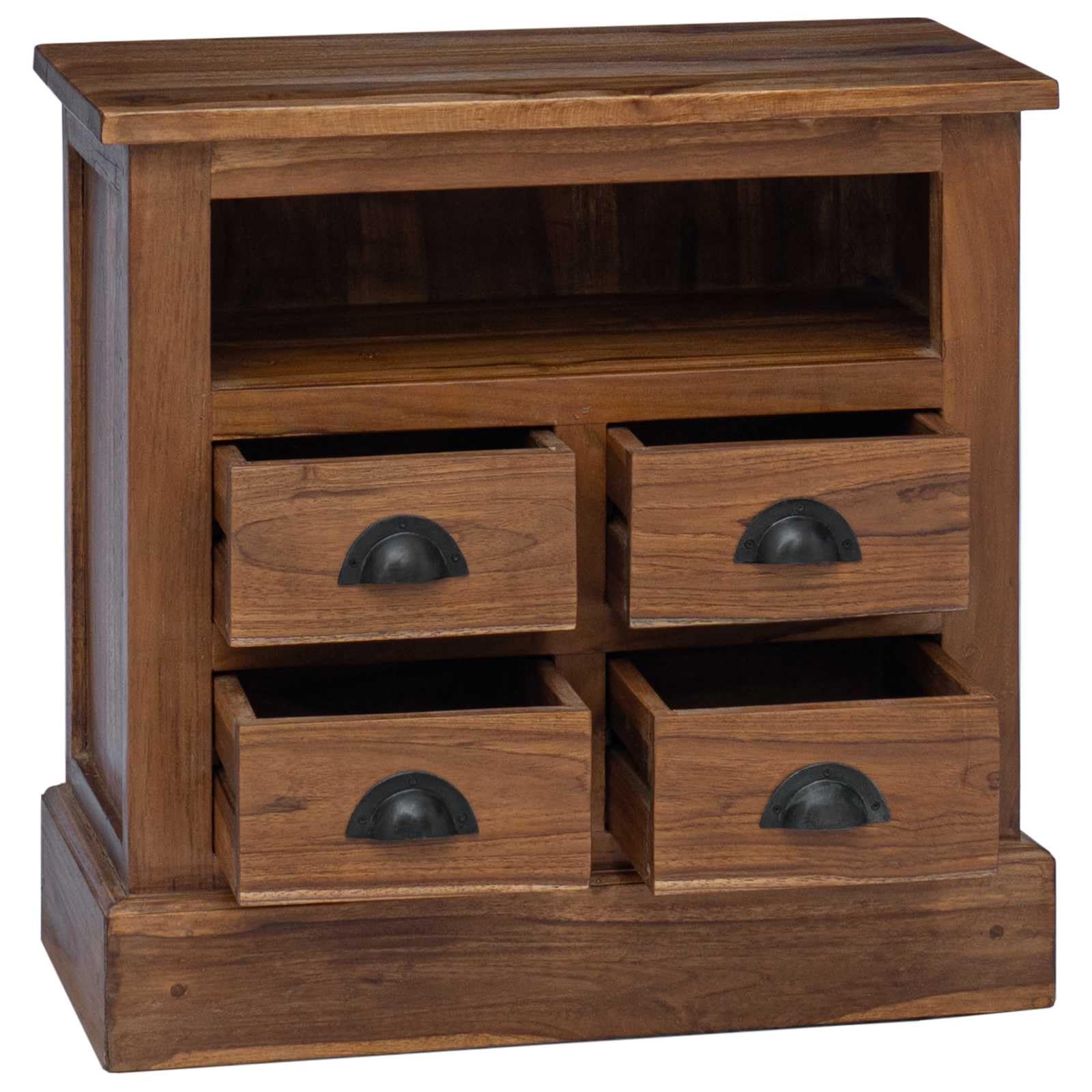 Mobiletto in legno massello di teak, 60 x 30 x 60 cm, comò naturale