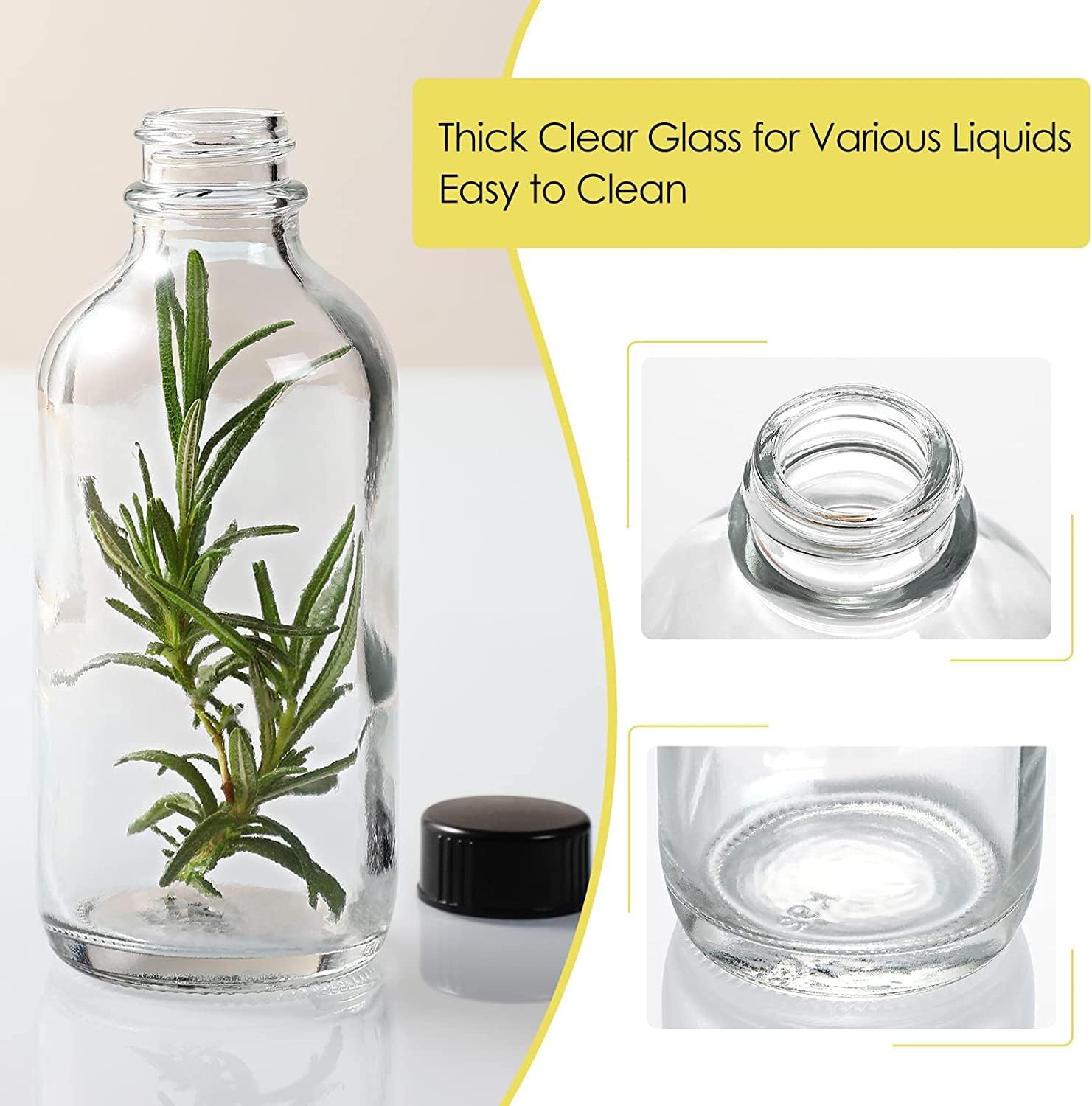 Clear Glass Bottles with Lids - 5 Pack -4 Clear Glass Bottles with Lids - 5 Pack -4