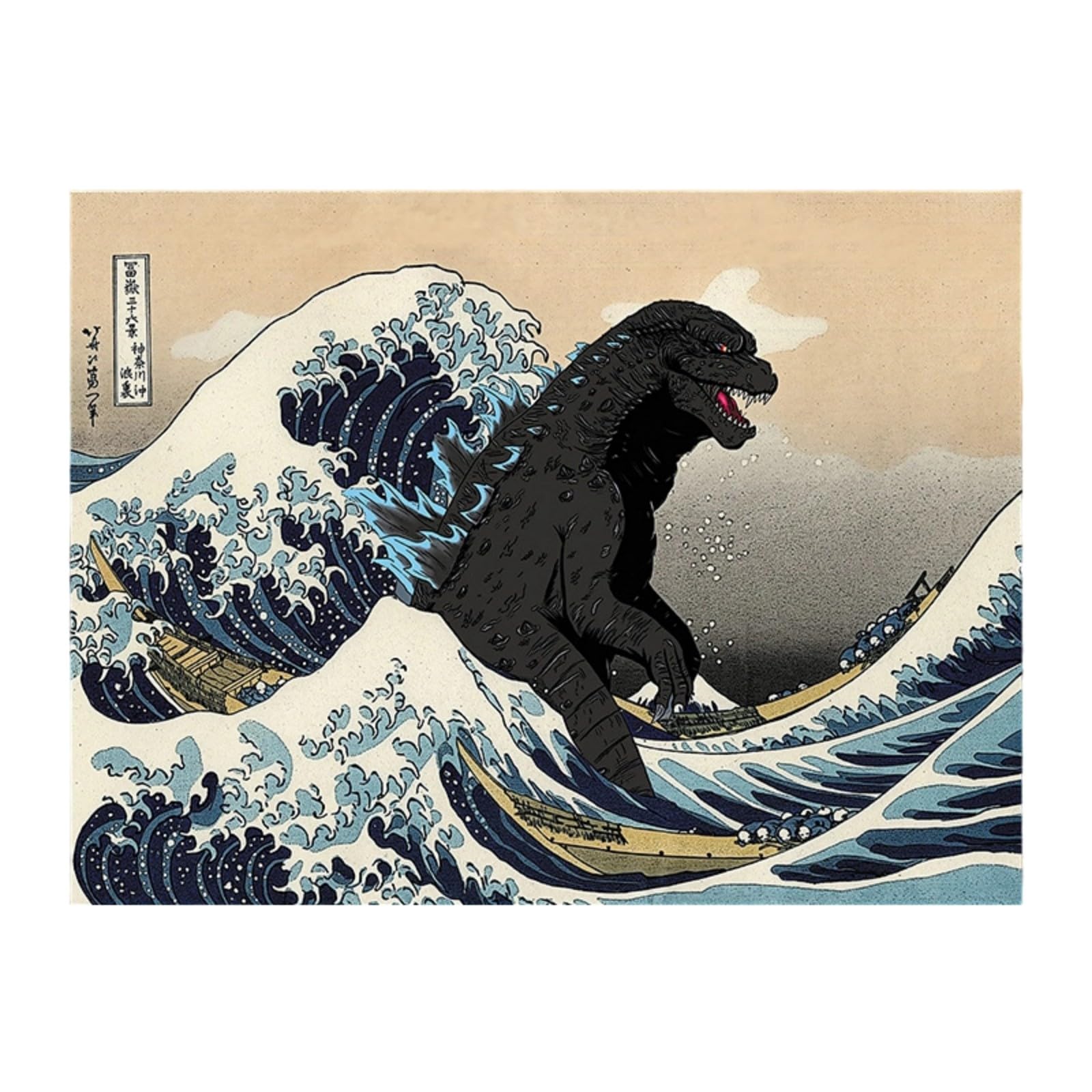 Tsophreniq Japanese Themed Wall Decors Tapestry with Classical Great Waved Pattern Soft Textured for Bedroom Living Room Styling Traditional Japanese Wall Hanging Tapestry