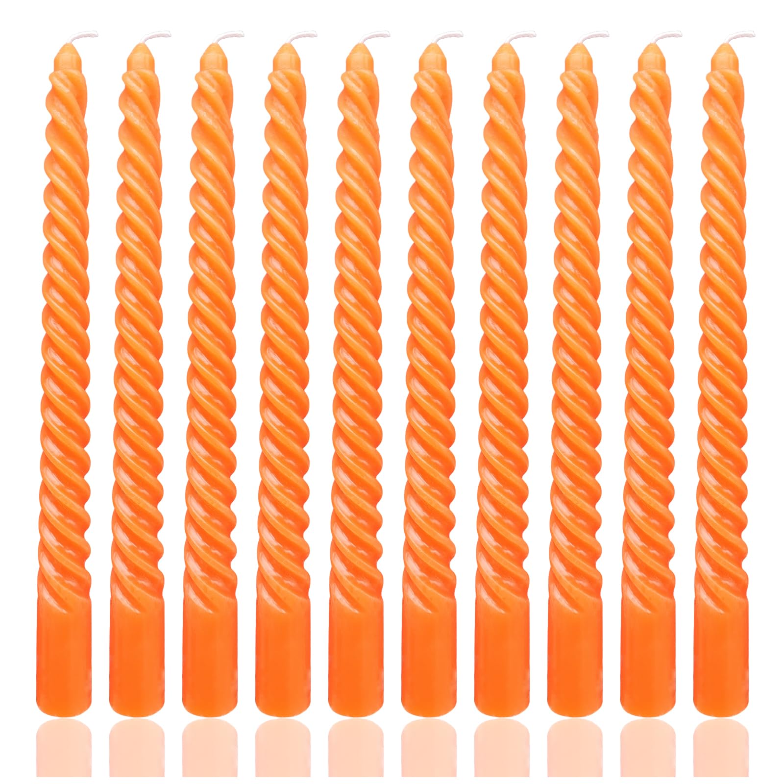 Photo 1 of 10 Inch Orange Spiral Taper Candle Set, 10 Pack Unscented Dripless Thanksgiving Candlesticks for Fall Decor Harvest Celebrations and Home Decor