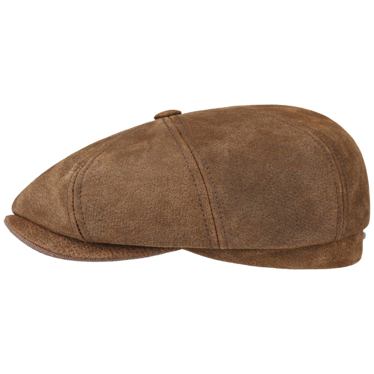 Stetson Gorra Burney Hatteras Hombre 100% Cuero Autentico Forro de Algodón Newsboy Ocho Piezas Boina Moderna Verano/Invierno