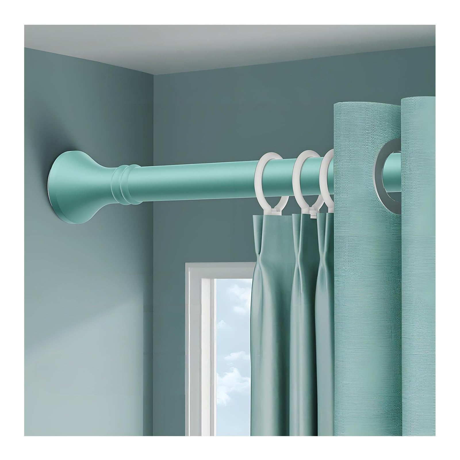 WQPMNYG Extendable Shower ain Pole 1m 1.5m 2.5m 3.5m 4m 5m Adjustable Rust Free No Drill ng NetRod Shower ain Pole Rail for Bathroom Window(Green0.40.55m/15 21")