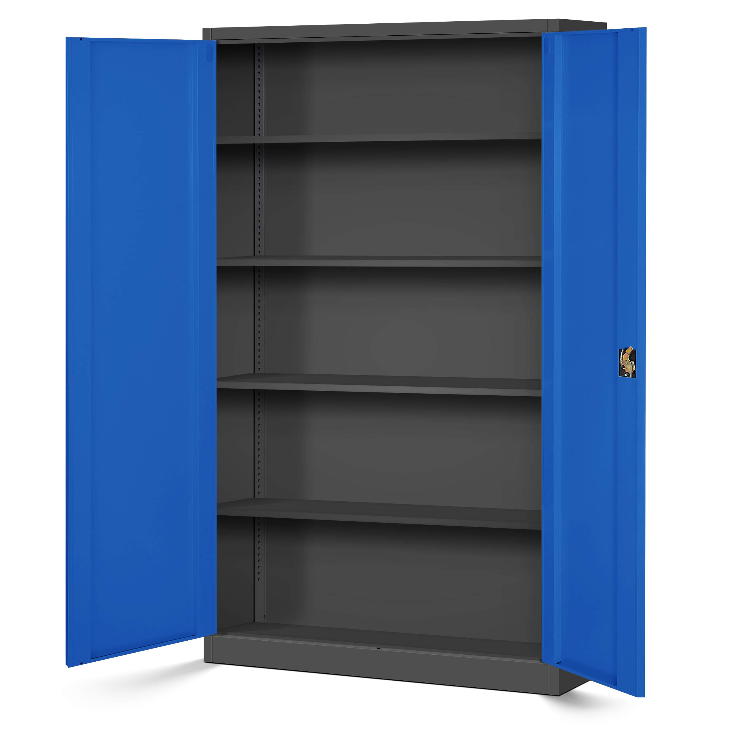 Jan Nowak Set di 2 Armadio da Ufficio XXL C001 II Archivio per Officina in Metallo Verniciato a polvere Chiudibile 185 cm x 115 cm x 40 cm (Antracite-Blu)
