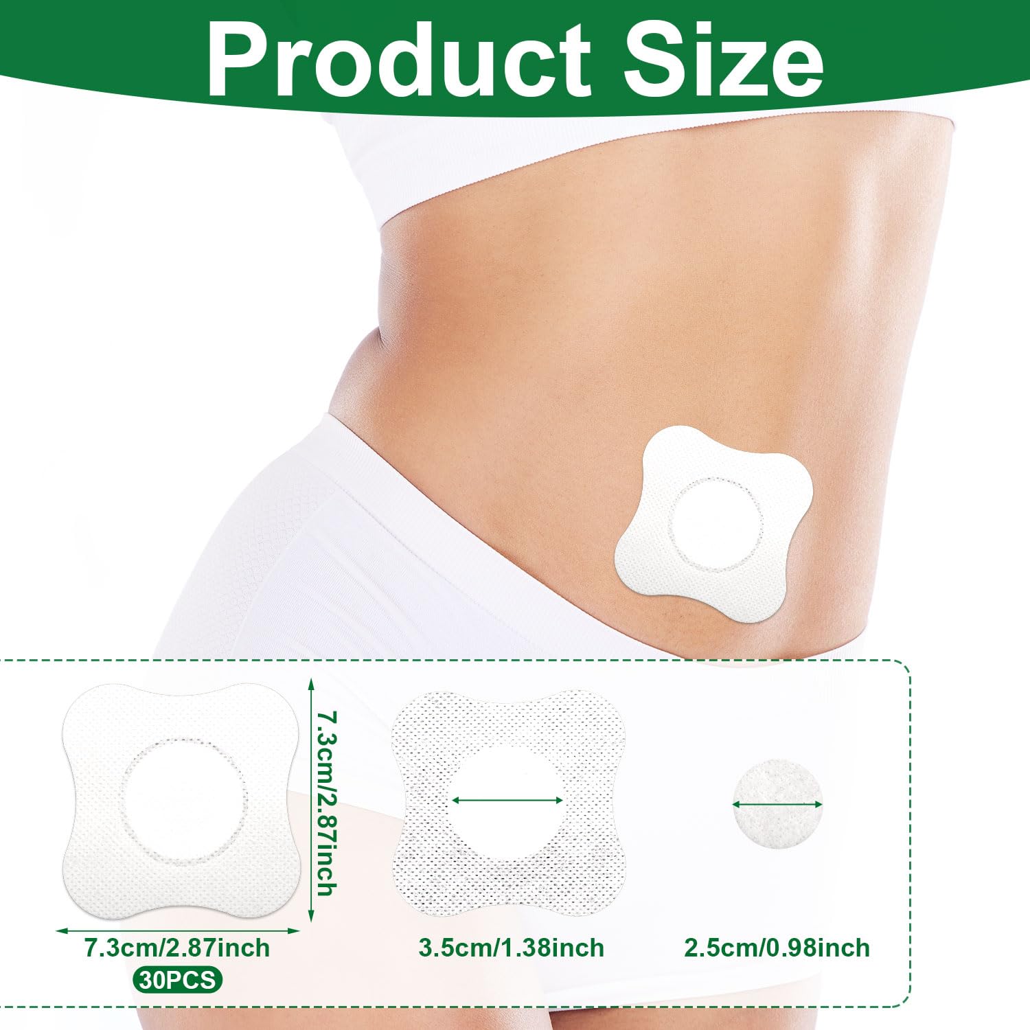 30pcs Castor Oil Pack Wrap for Belly Button, Self-Adhesive Organic Castor Oil Pads Spunlace Cloth Highly Absorbent Disposable Compress Patches, No Wash (Oil Not Included)