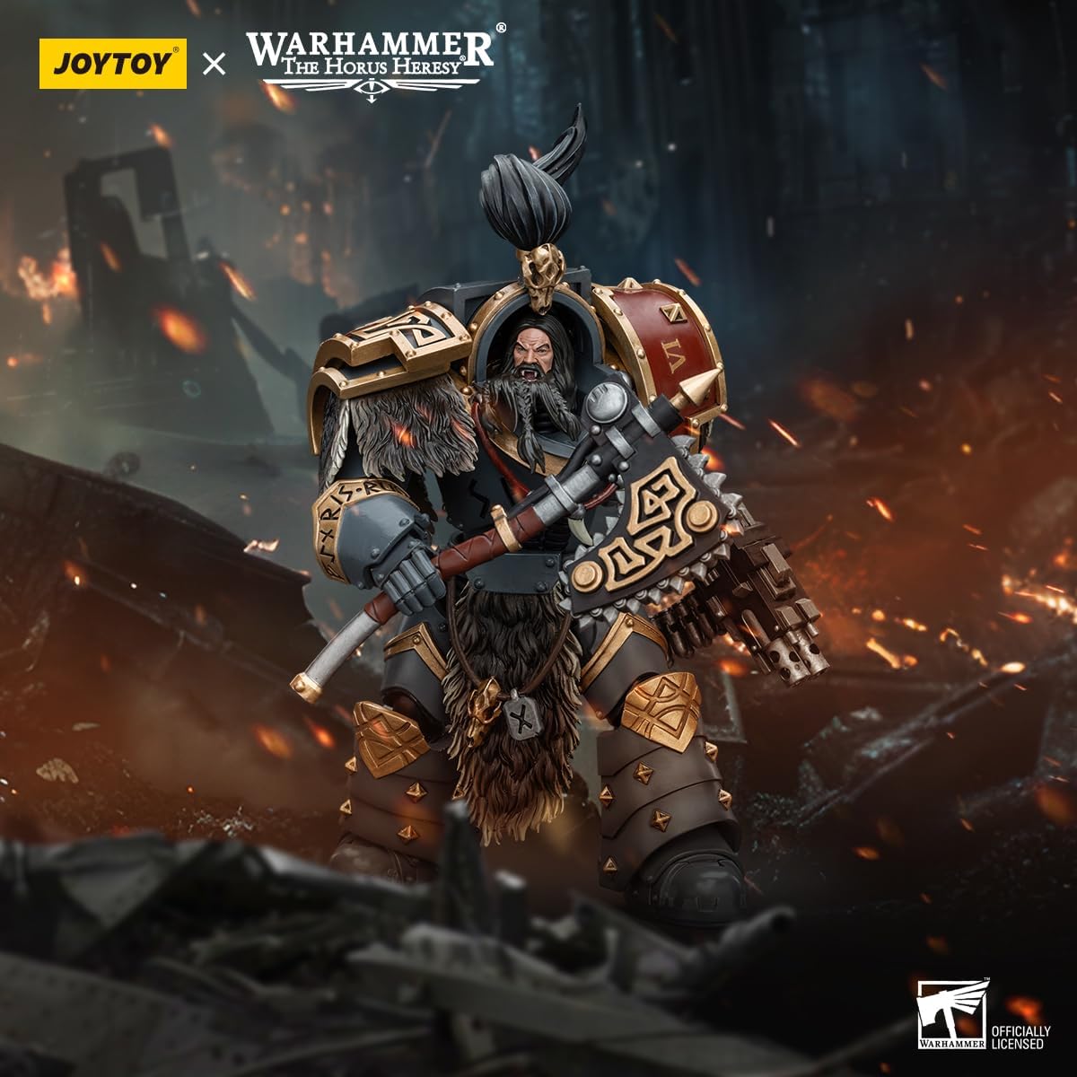 JOYTOY 1/18 Action Figure Warhammer 40k The Horus Heresy Space Wolves Varagyr Wolf Guard Squad Set of 5 Figures Movable Model Collectible Figurine Gifts