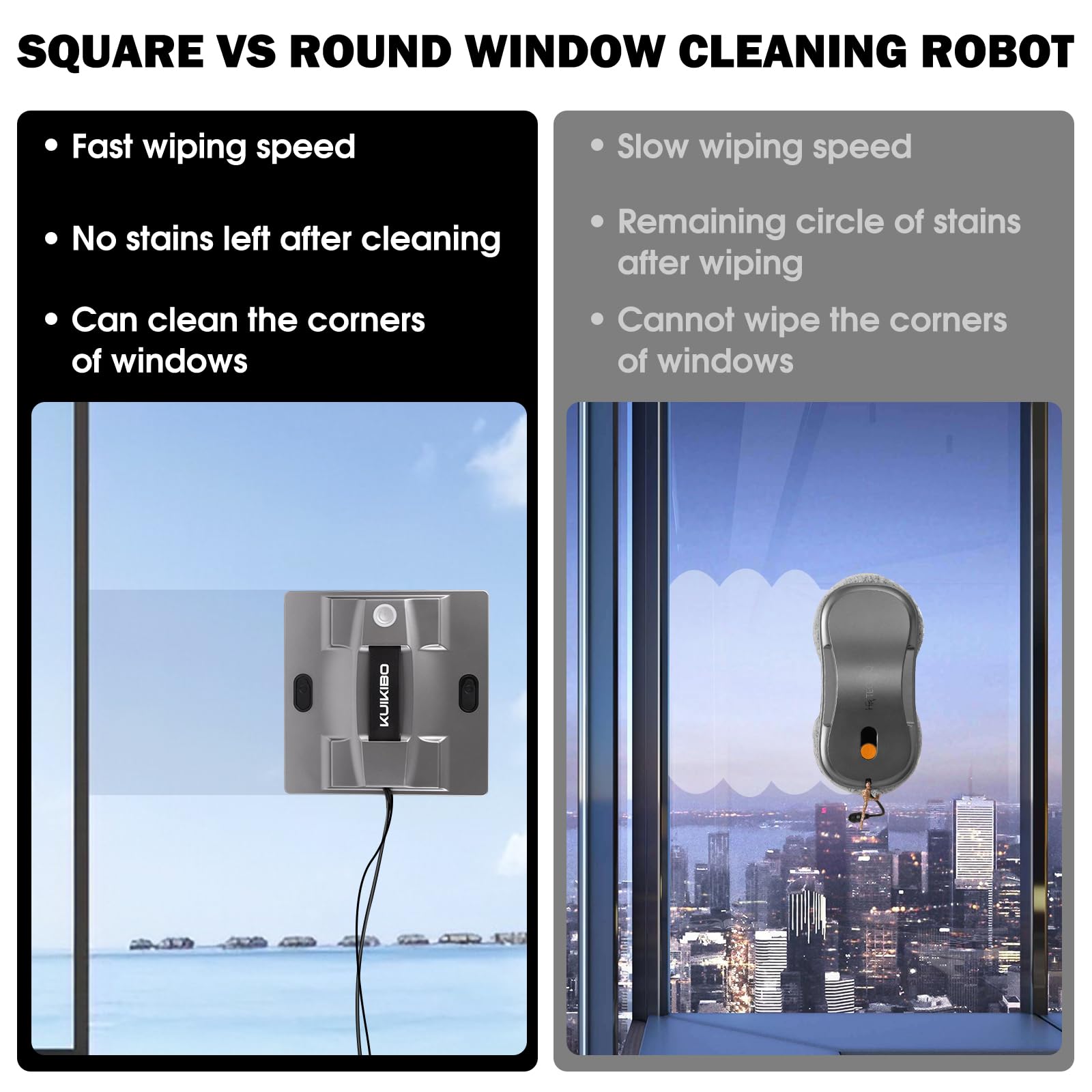 Robot de limpieza de ventanas K1 con 4 boquillas de pulverización, robot robótico de 6000 Pa, limpiador de ventanas automático con detección de bordes, robot de limpieza de vidrio de bajo 5