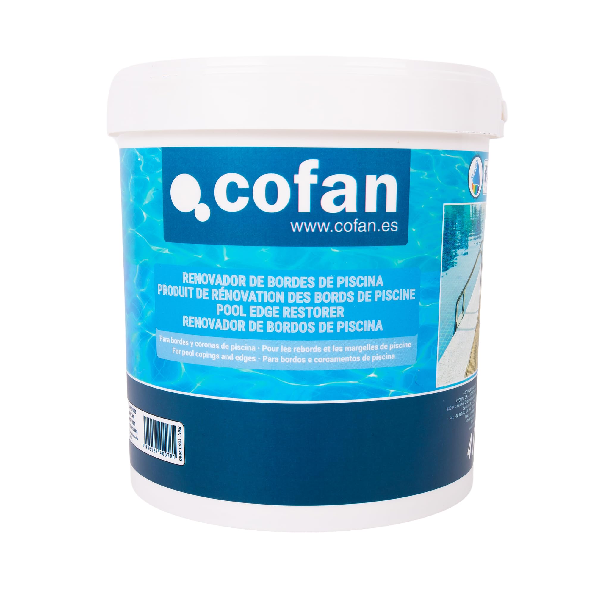 Cofan Pintura Antideslizante Acrílica para Bordes de Piscina Blanco Mate 4 L