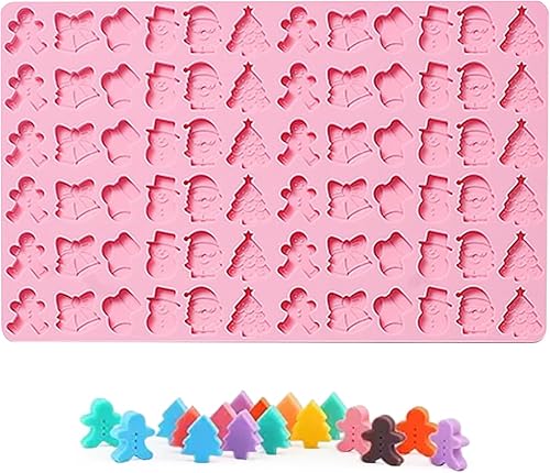 Moldes de silicona de Navidad, 72 moldes de gomitas de chocolate con forma de árbol de Navidad, Papá Noel, etc., para dulces de bricolaje,