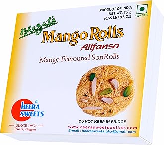 Bhagat's Heera Sweets SonRoll Mango Rolls Flavoured Gift Pack Sweets Son Rolls | Son roll Box 250 Gram Premium Gift for Traditional Indian Celebrations (Pack of 4)