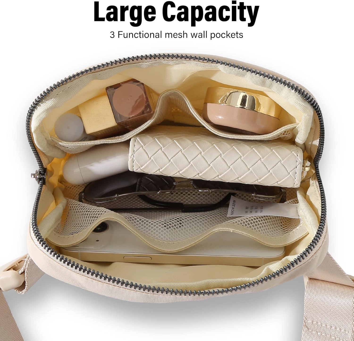 TOBVZOO Belt Bag Fanny Pack Crossbody Bags for Women Men, Everywhere, Water Resistant Waist Packs, Beige - Image 4