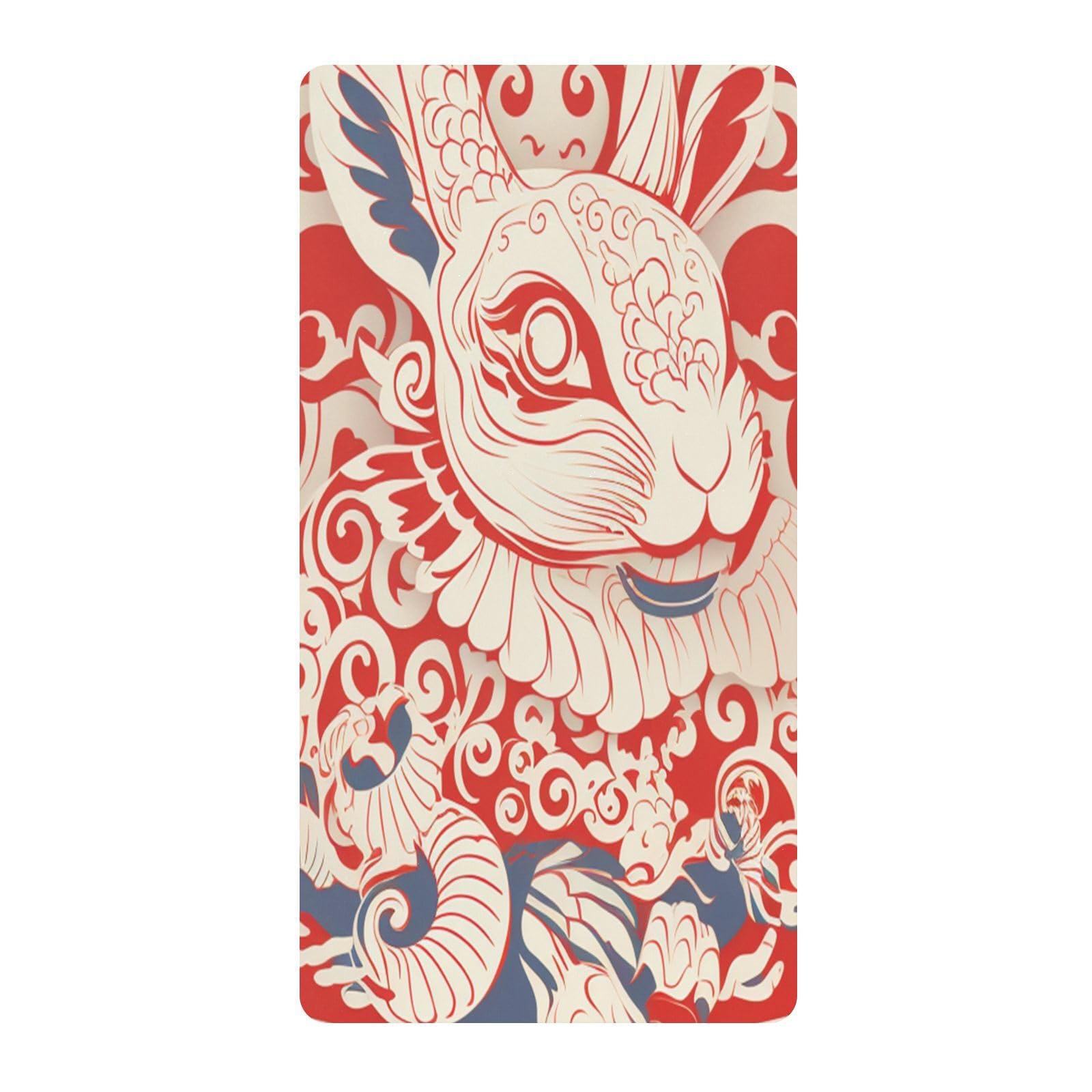 Chinese Style Bunny Toddler Crib Sheet Soft Cotton Baby Play Sheets Fitted for Mattress Playard
