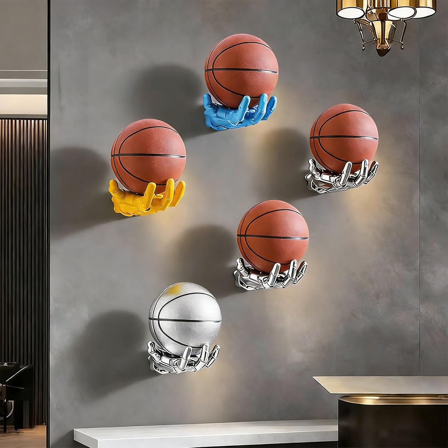 Cybernetic Basketball Holder – Mechanical Arm Ball Holder Wall Mount, Sports Display Stand for Basketball, Soccer, Football, Cyberpunk Wall Decor for Gamer Den, Basement & Unique Gift for Ball Lovers