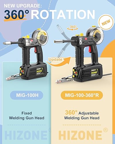 Miniatura 12 de Máquina de soldadura MIG de mano 110V, HIZONE 100A Flux Core Máquina de soldadura portátil, equipo de soldadura de alimentación de alambre inversor