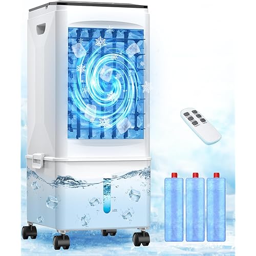 Portable Air Conditioners, [2.5 Gal] Fast Cooling Evaporative Air Cooler, 60W Quiet Portable AC Unit w/Remote & Timer, 4-IN-1 Swamp Cooler, Windowless Air Conditioner Fan for Bedroom Dorm Garage