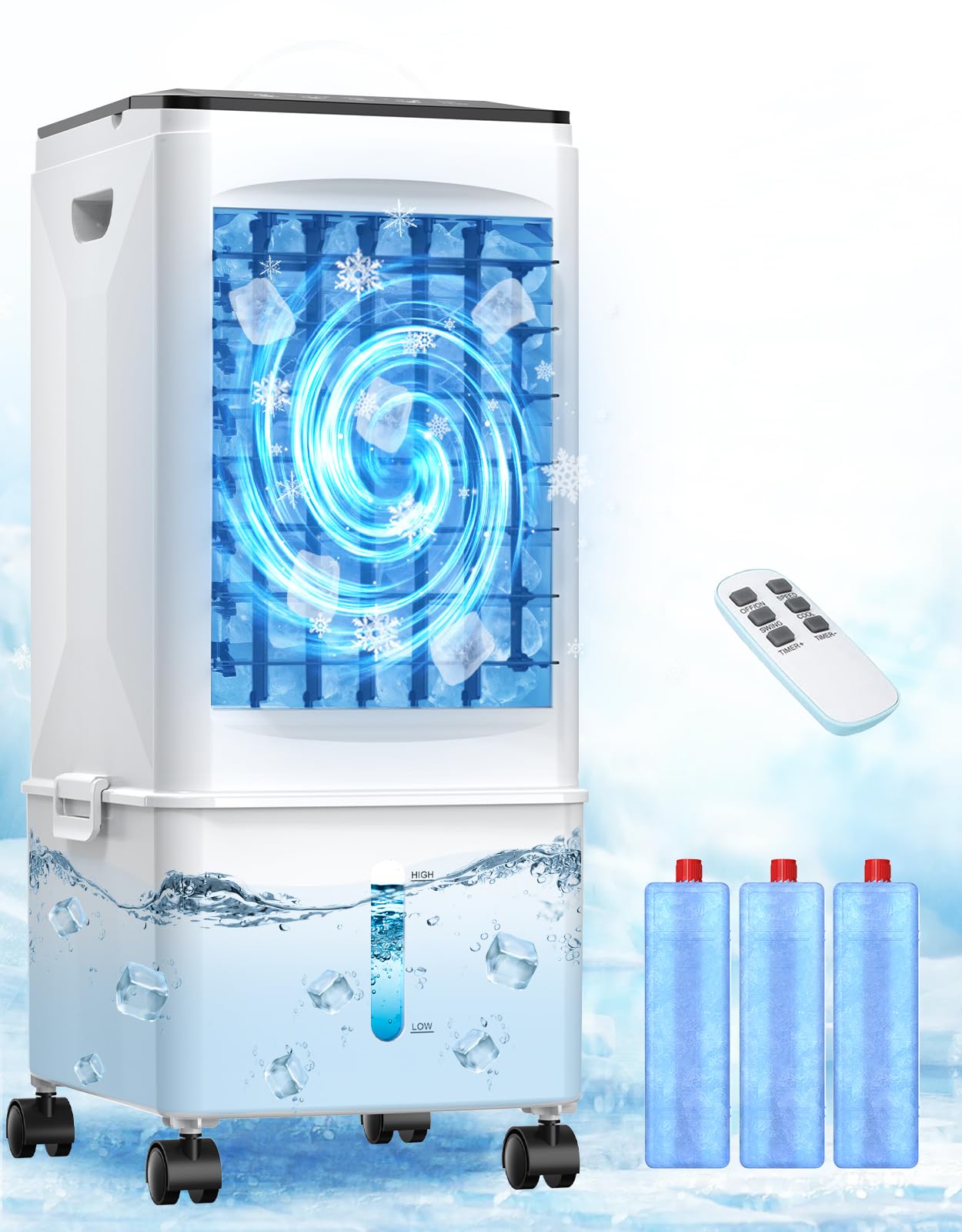 Photo 1 of Portable Air Conditioners, [2.5 Gal] Fast Cooling Evaporative Air Cooler, 60W Quiet Portable AC Unit w/Remote & Timer, 4-IN-1 Swamp Cooler, Windowless Air Conditioner Fan for Bedroom Dorm Garage