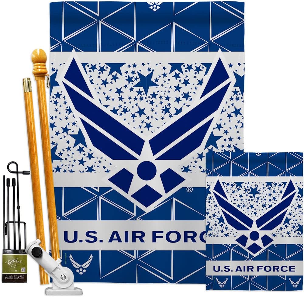 Air Force Garden House Flags Kit Armed Forces USAF United State American Military Veteran Retire Official Small Decorative Gift Yard Banner Double-Sided Made in USA 28 X 40