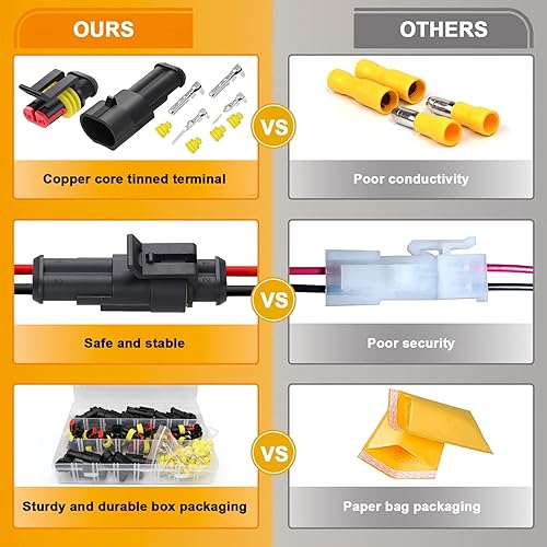Miniatura 5 de 20 kits de conector de 2 y 3 pines, conector eléctrico automotriz, conector impermeable de 3 cables, repuesto de conexión rápida
