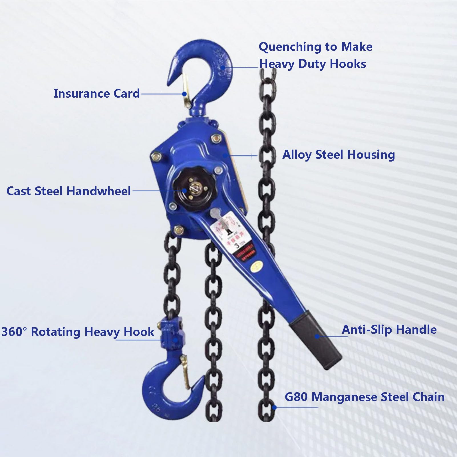 Heavy Du paranco a catena a cricchetto manuale con Hoo in acciaio legato, paranco efficiente a leva per sollevamento Ga & Worhop e soluzione di sollevamento affidabile