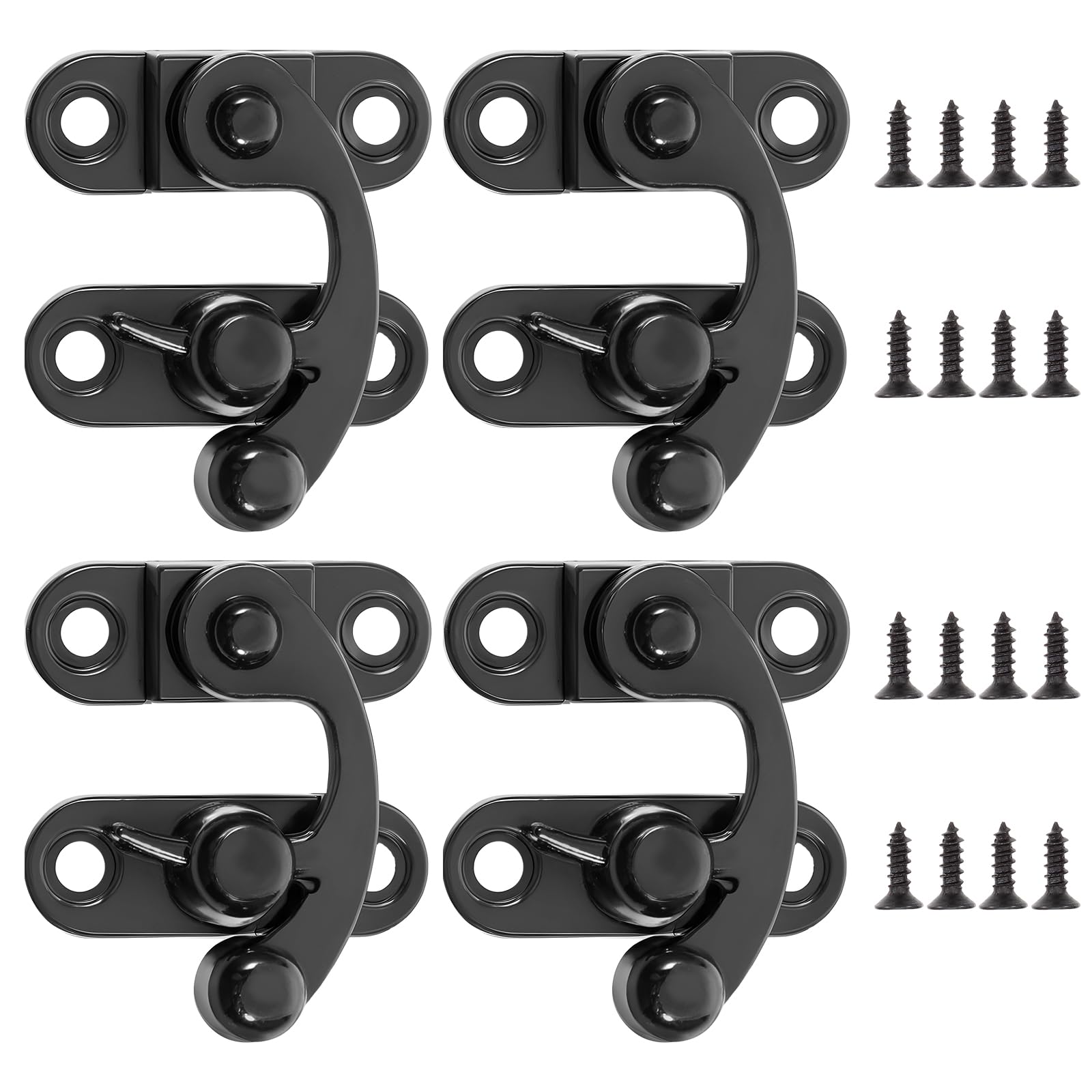 Mabor 4-Pack Antique Small Latch - Zinc Alloy Cabinet Door Latch & Box Latch Hardware, Black
