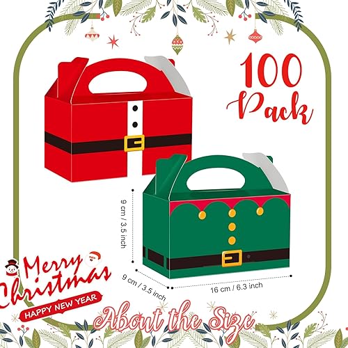Miniatura 3 de Cholemy 100 cajas de regalo de Navidad 3D, caja de regalo de papel de Navidad 3D, caja de regalo de Papá Noel, elfo, galletas, cajas de dulces para