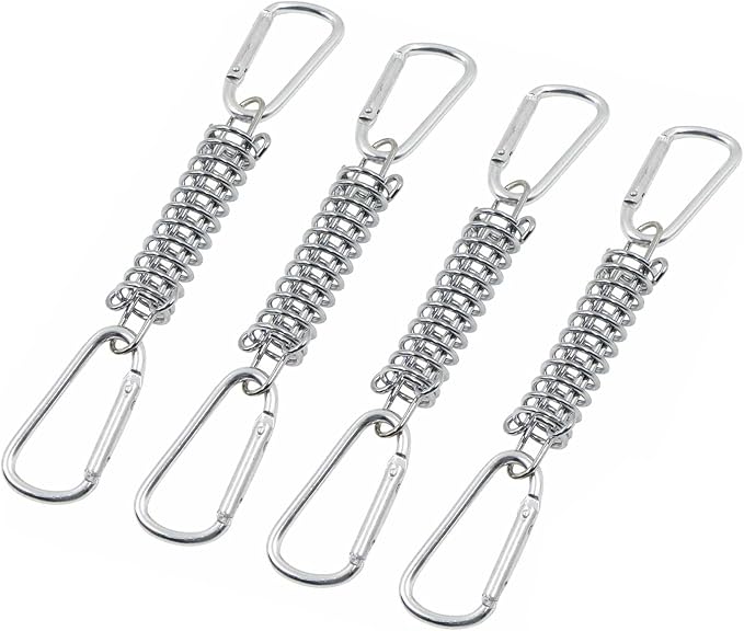 QWORK® 4X RVS trekveer met haak en schuifgesp, voor zonnezeil, tent