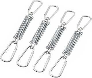 Zugfedern Spannfeder Zugfeder Sonnensegel Befestigungszubehör - Federschnalle mit 4 Spiralfedern 8 Karabiners für Zelte Markisen Campingzubehör Tarps Draht Racks Camping Zubehör, 4 Set