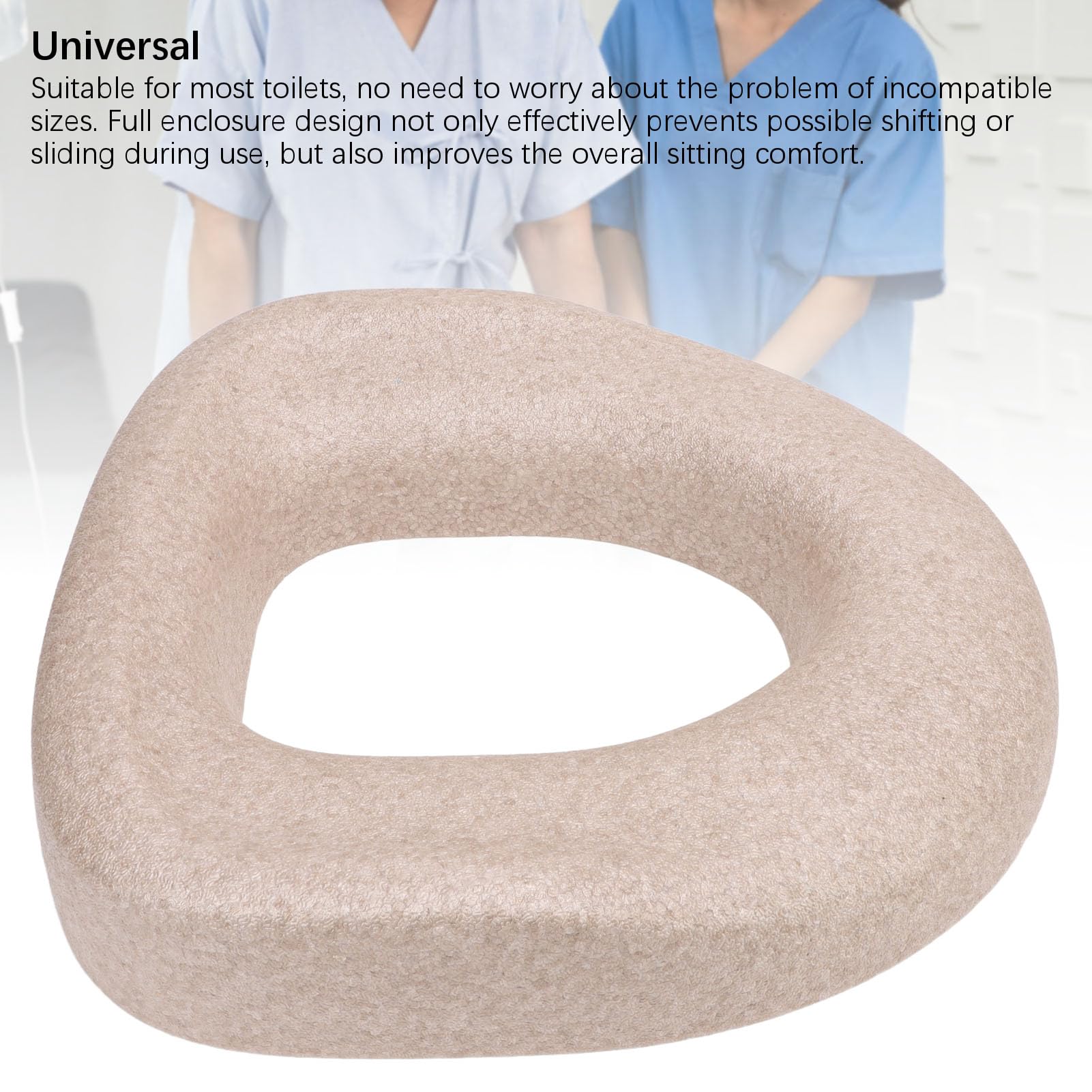 Fockety Coussin de siège de Toilette surélevé, Coussin de siège de Toilette rembourré Doux pour Un Confort et Une élévation améliorés, Ajustement Universel, Lavable et réutilisable (Beige)