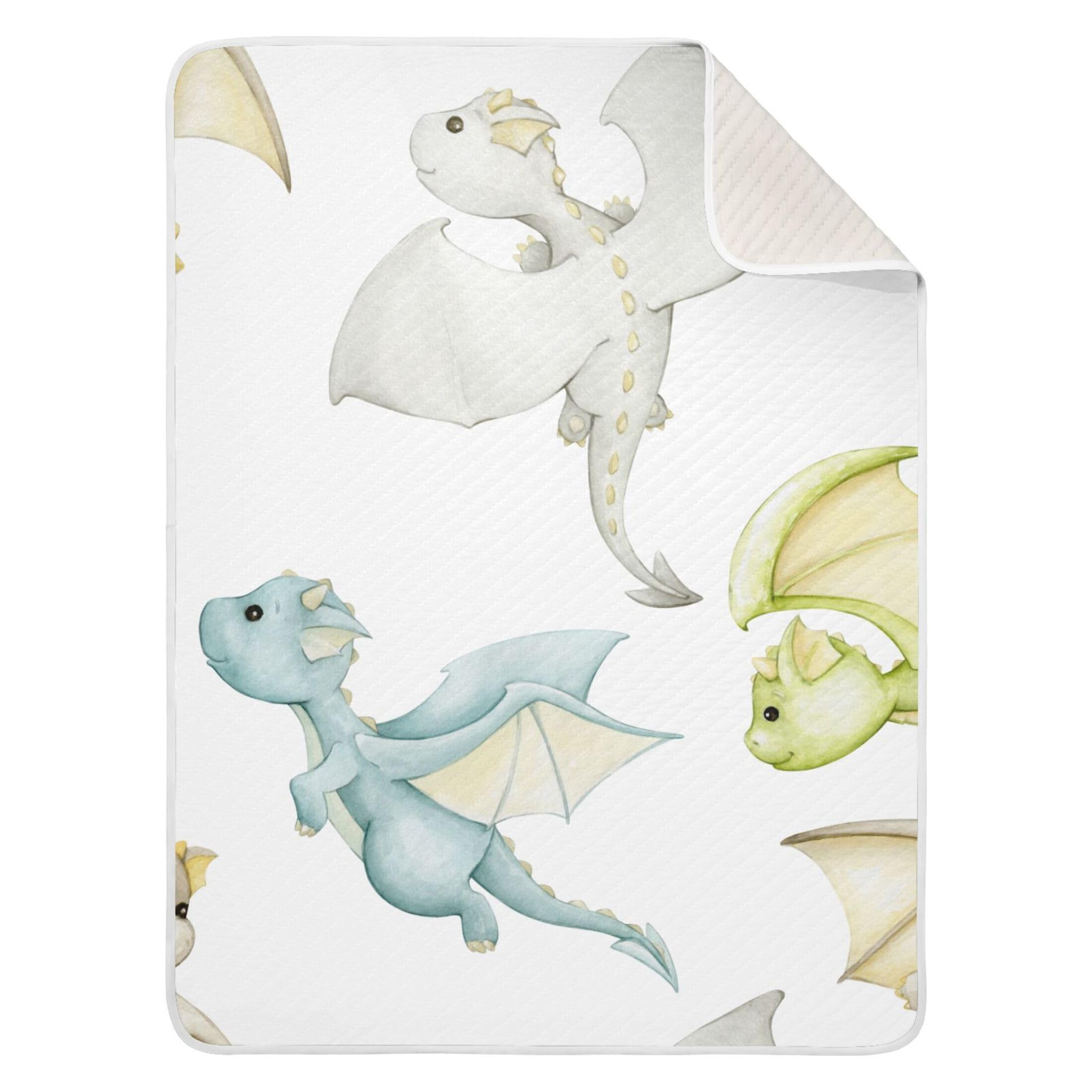 Sevdomey Cute Cartoon Dragon Baby Blanket Newborn Gifts for Girls and Boys, Soft Cotton Newborn Baby Receiving Blanket for Unisex Toddlers,76x101 cm