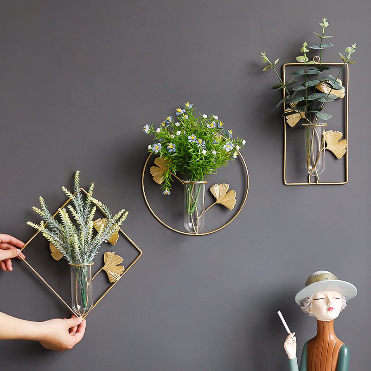 Amazon｜HGJH 人工観葉植物 壁掛け フラワー FreeSize 造花 インテリア  