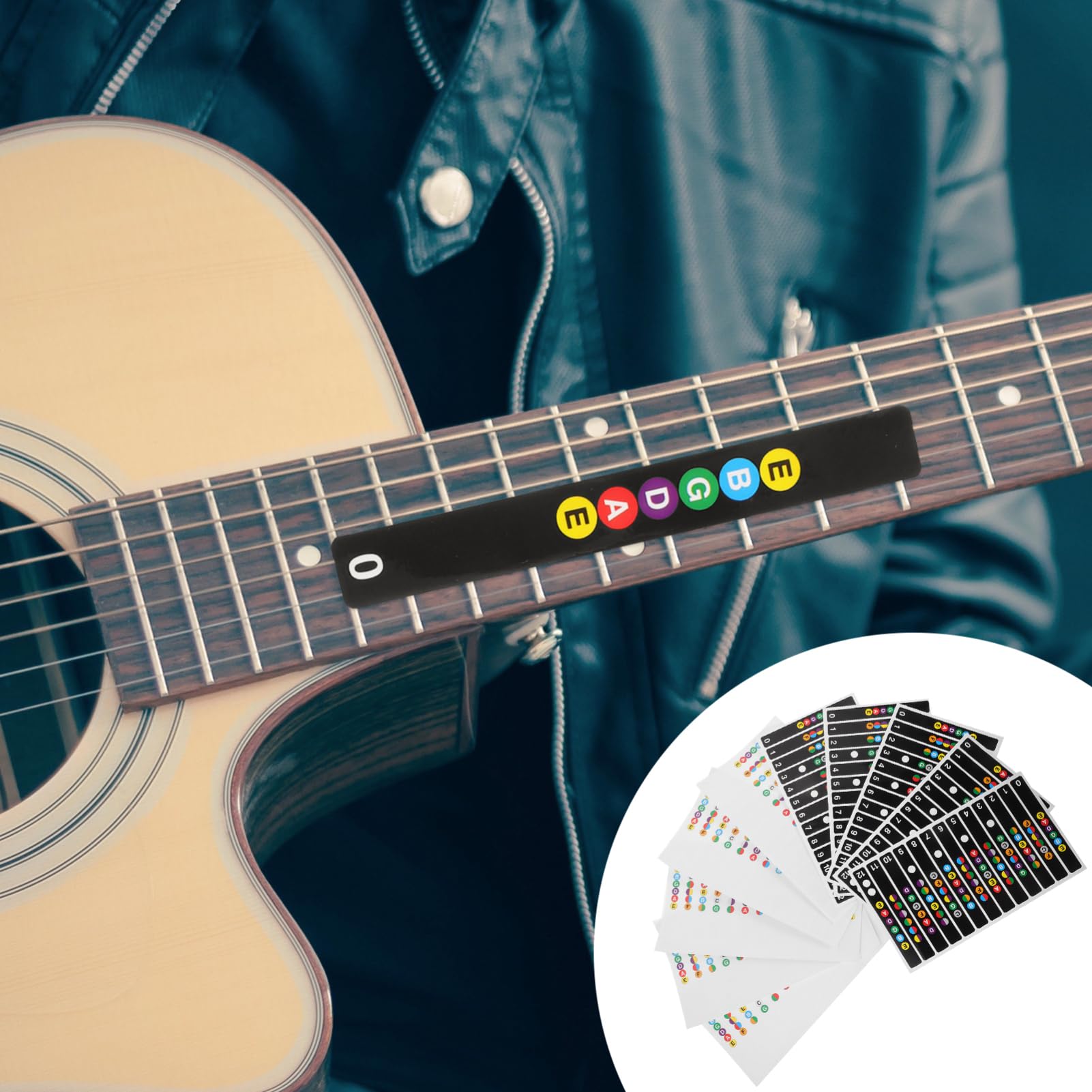 BESTonZON 50 Pcs Chitarra Bilance Adesivo Chitarra Pratica Adesivo Tastiera Della Chitarra Note Di Chitarra Adesivi Fret Guida Etichetta Nota Decalcomanie Tastiera Etichette Adesivo
