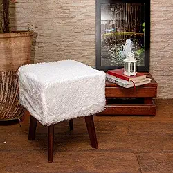 Capa Para Puff Quadrado Retangular Felpuda Pelo Curto rosa (Branco)