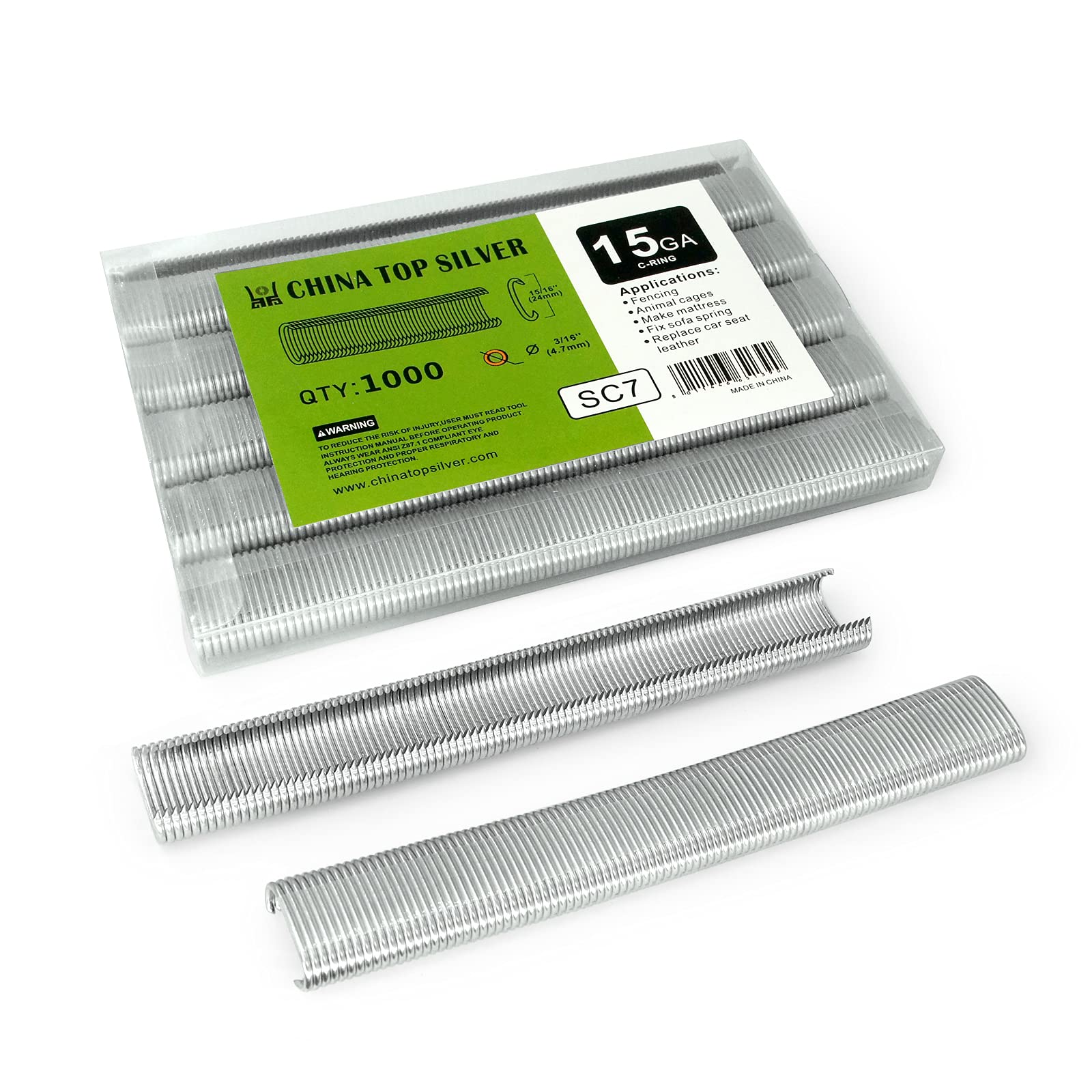 China-top SilverChina-top Silver SC7 15 Gauge 3/4'' Crown C Ring Staples C-Rings Hog Rings