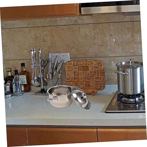 Miniatura 6 de HOMSFOU Tazón de cocina olla arrocera vaporera cerámica antiadherente sartén plana antiadherente utensilios de cocina de acero inoxidable olla olla