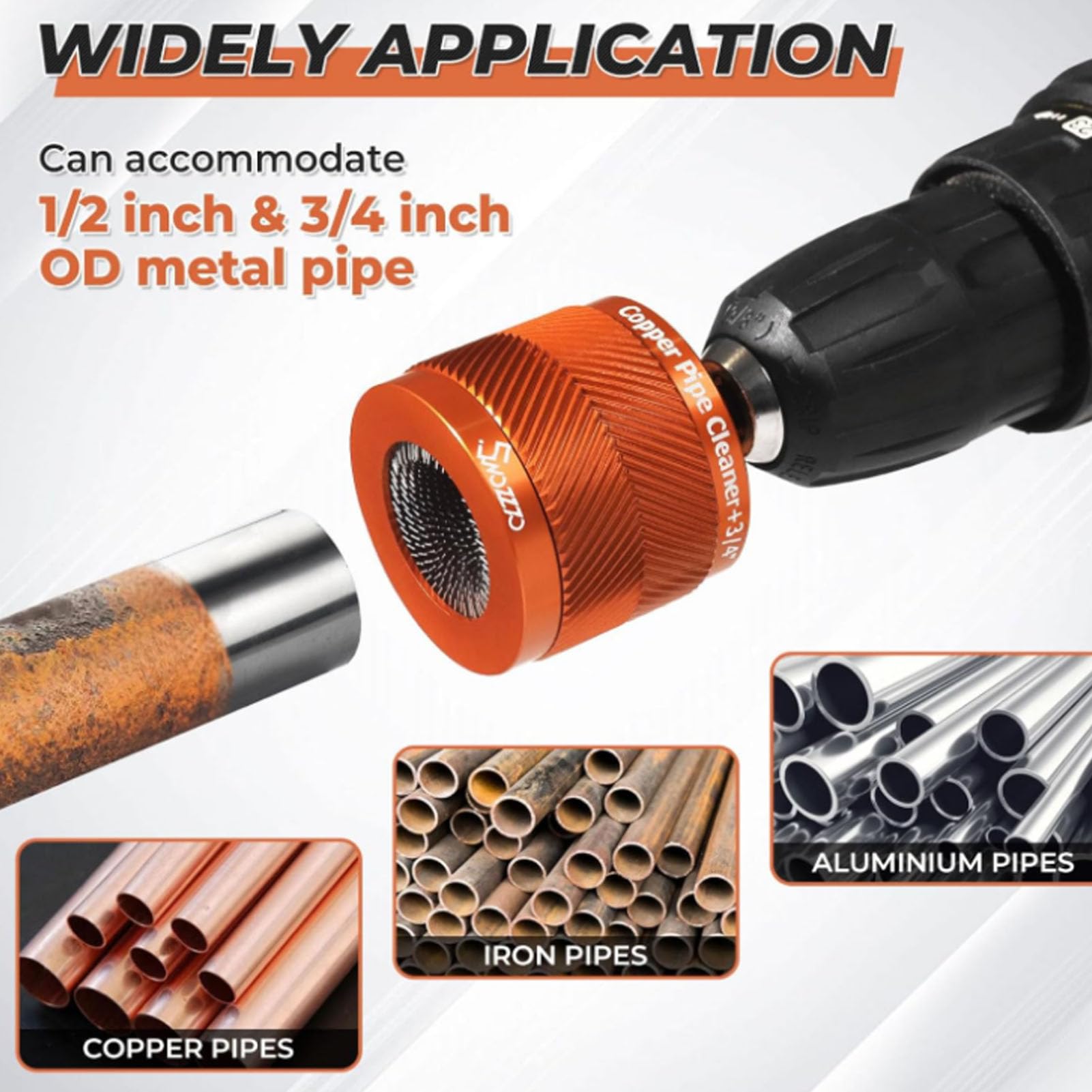 LAISANIM Copper Pipe Cleaner Set 2 Pack, Aluminum Alloy Tool for Rusts & Paint Removal, Industrial Home Auto Use