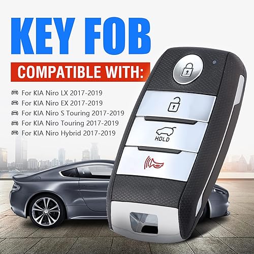 Miniatura 2 de Keymall Llavero inteligente para automóvil con entrada sin llave de repuesto para Kia Niro 2017 2018 2019 433MHz ID47Chip (FCC ID TQ8-FOB-4F08 PN