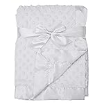 American Baby Company Heavenly Soft Chenille Receiving Blanket, 2-Layer Design with Minky Dot & Silky Satin, White, 30 x 40 for Boys and Girls