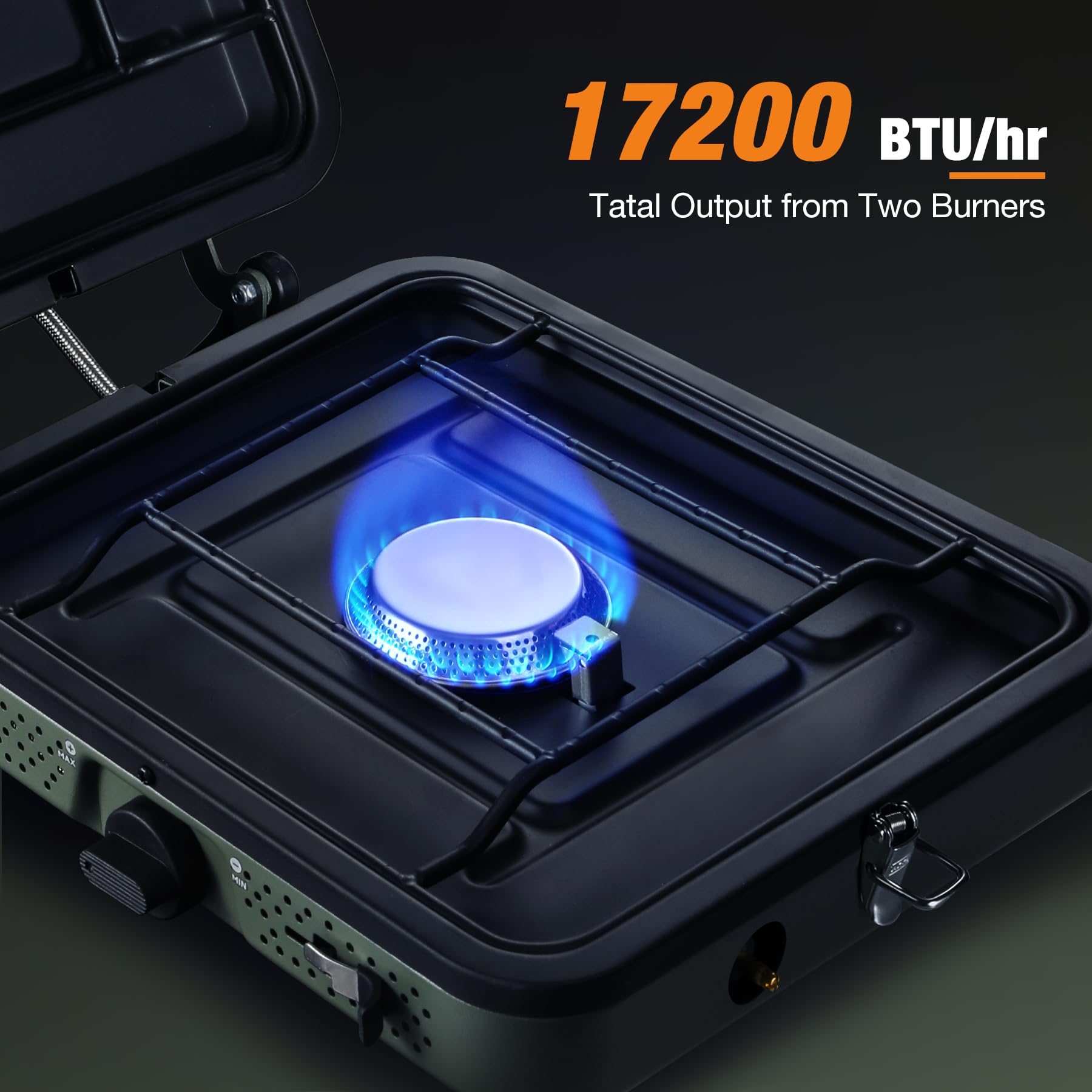 2 Burner Propane Camp Stove - 17,200 BTU Portable Folding Stove For Camping, Tailgating, Outdoor Cooking