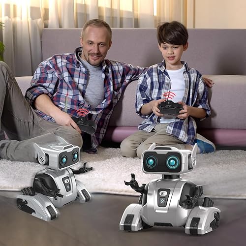 Miniatura 6 de REMOKING Juguete robot, robot de control remoto STEM para niños, robots educativos inteligentes a control remoto con danza, ojos LED, juguetes de