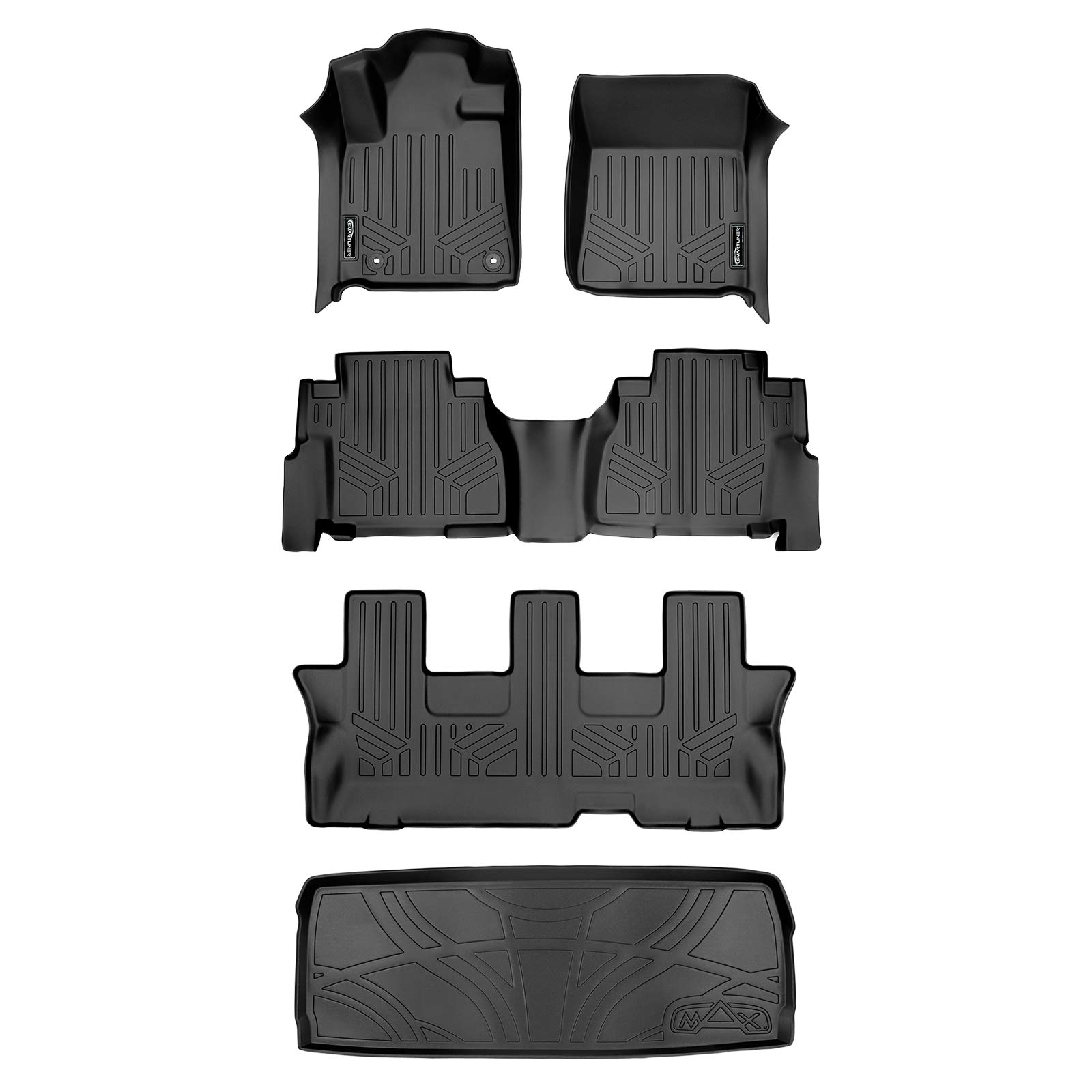 Photo 1 of SMARTLINER Custom Fit Floor Mats and Cargo Liner Behind 3rd Row Set Compatible with 2012-2022 Toyota Sequoia with 2nd Row Bench Seat