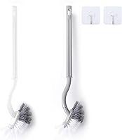 Vista 1 de 2 cepillos curvos para inodoro sin soporte para limpieza profunda, cepillo de inodoro duradero debajo del borde cepillos de limpieza del hogar