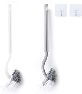 2Pcs Curved Toilet Bowl Brush Without Holder for Bathroom Deep Cleaning, Toilet Brush Durable Under The Rim Household Cleaning Brushes (Gray+White)