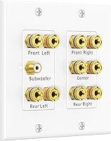 Vista 8 de Cable Matters Paquete de 2 placas de pared de alambre para altavoces, placa de pared de altavoz chapada en oro con enchufe tipo plátano para 2