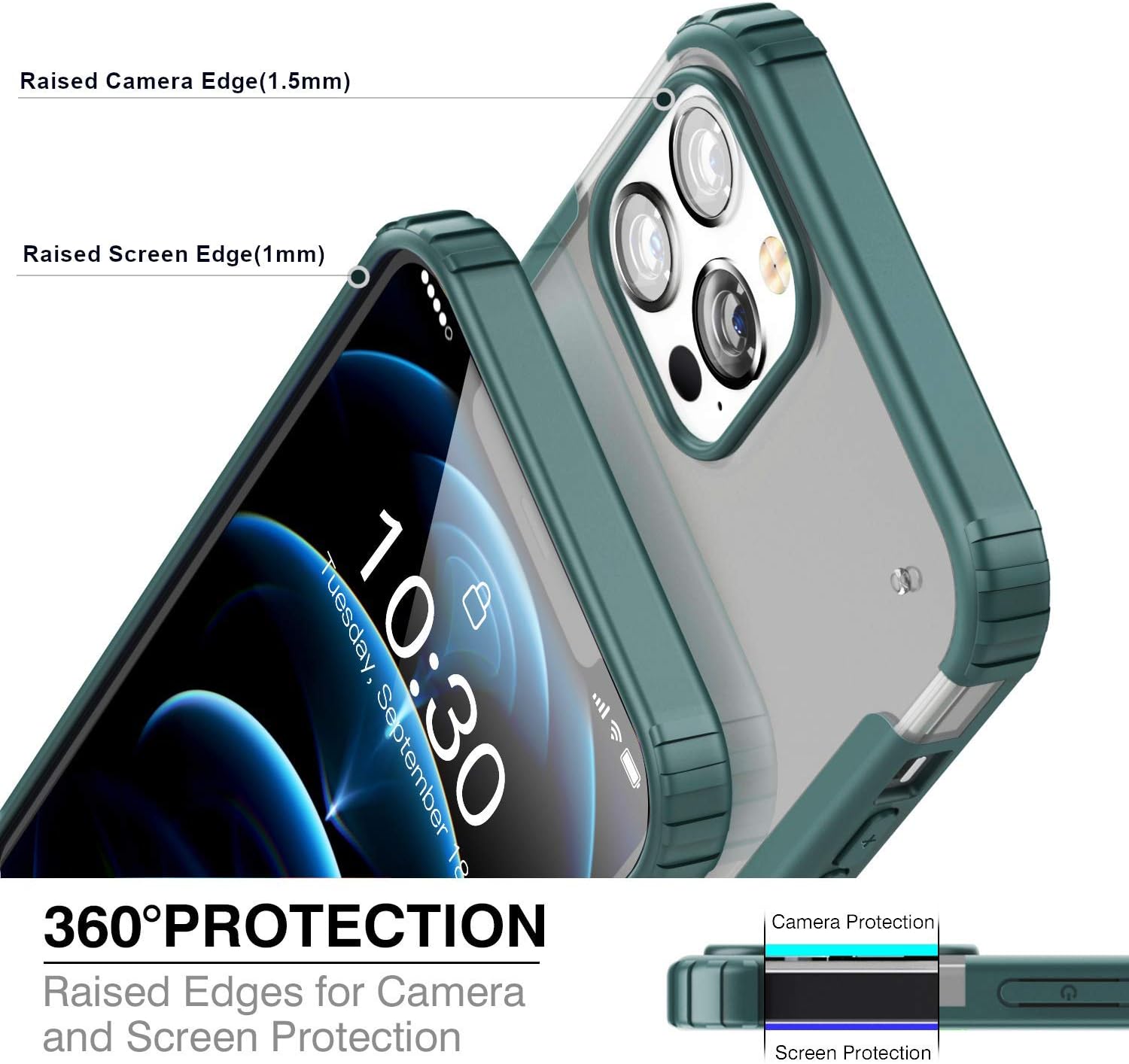 ZILLKO Compatible with iPhone 12 Pro Max Case - Military Grade Drop Protection - Shockproof Armor - Scratch Resistant - Lightweight - Slim Protective - Hybrid Case Designed for iPhone 12 6.7" (Green)