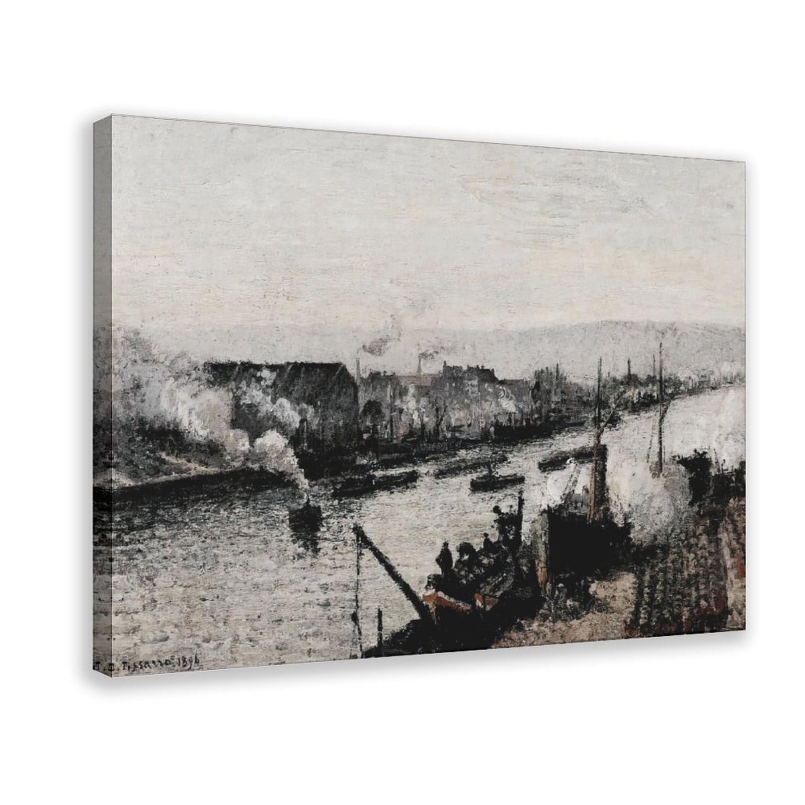 DFJyjFGJJ Port of Saint-Sever Rouen by Camille Pissarro Vintage Poster Impressionism Modern Art Canvas Poster And Wall Art Picture Print Modern Family Bedroom Decor 16" L X 24" W