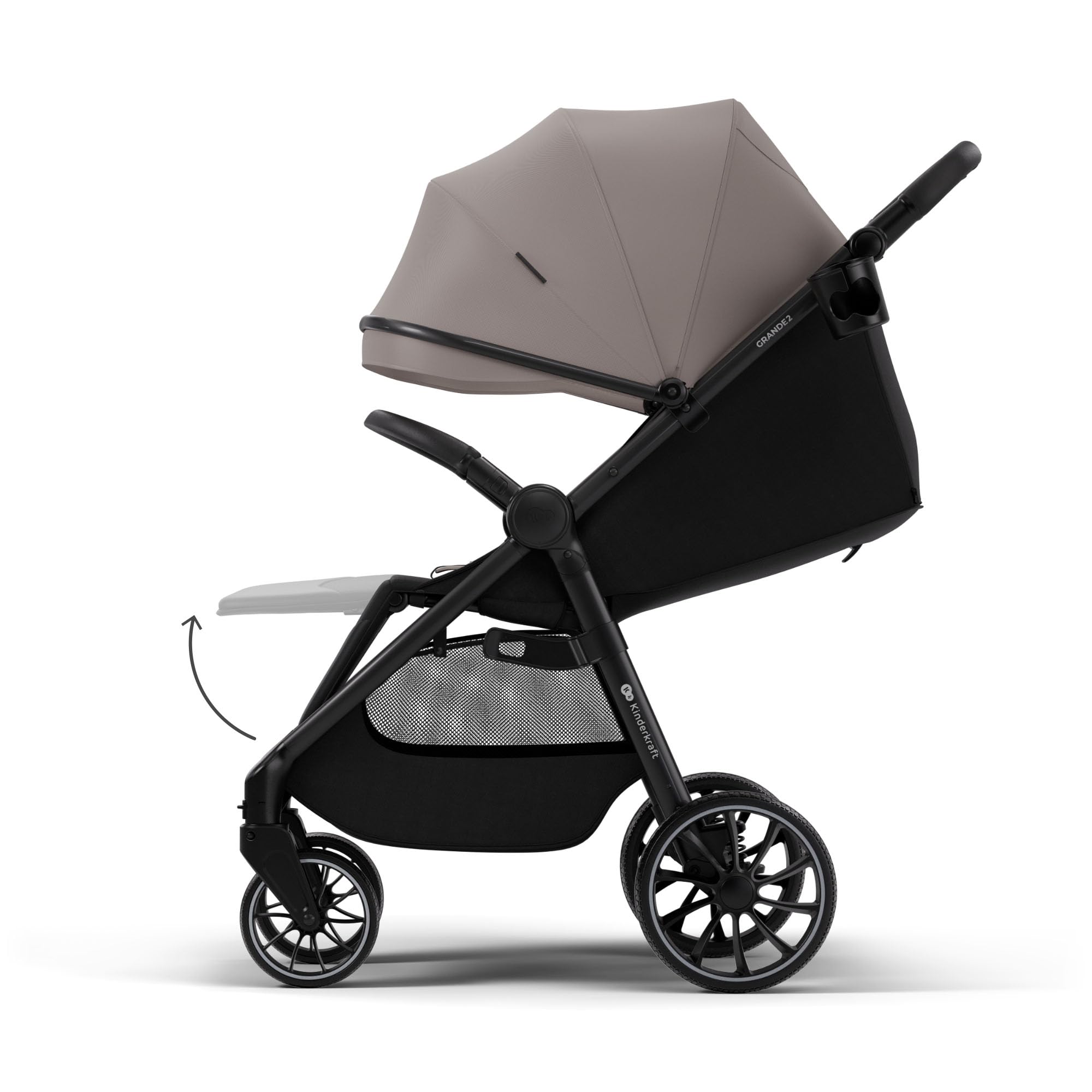 Kinderkraft GRANDE 2 – Cochecito | Ruedas grandes, CLICK&FOLD, Beige