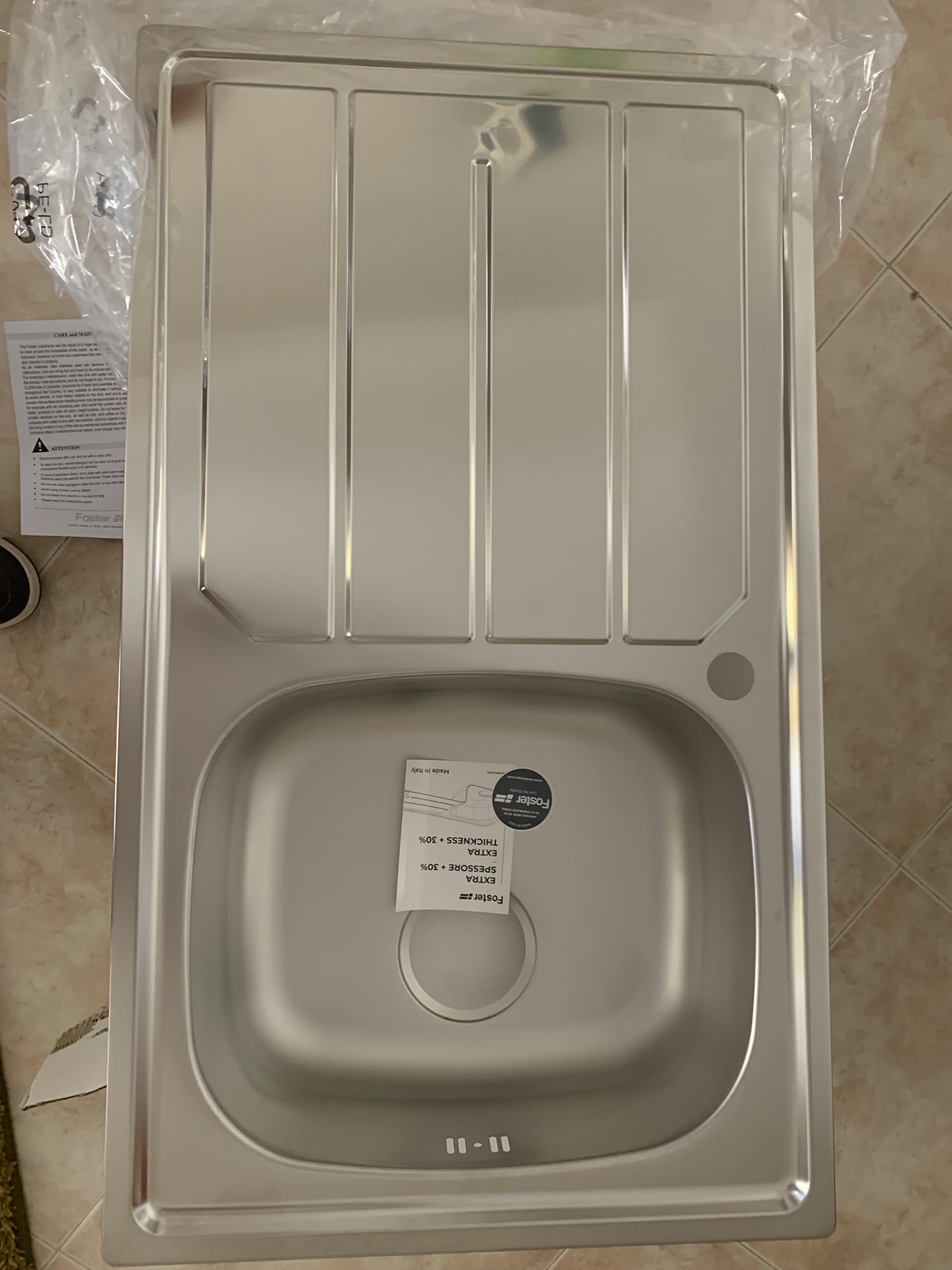 Lavello per cucina Foster S1000 una vasca sx e gocciolatoio destro