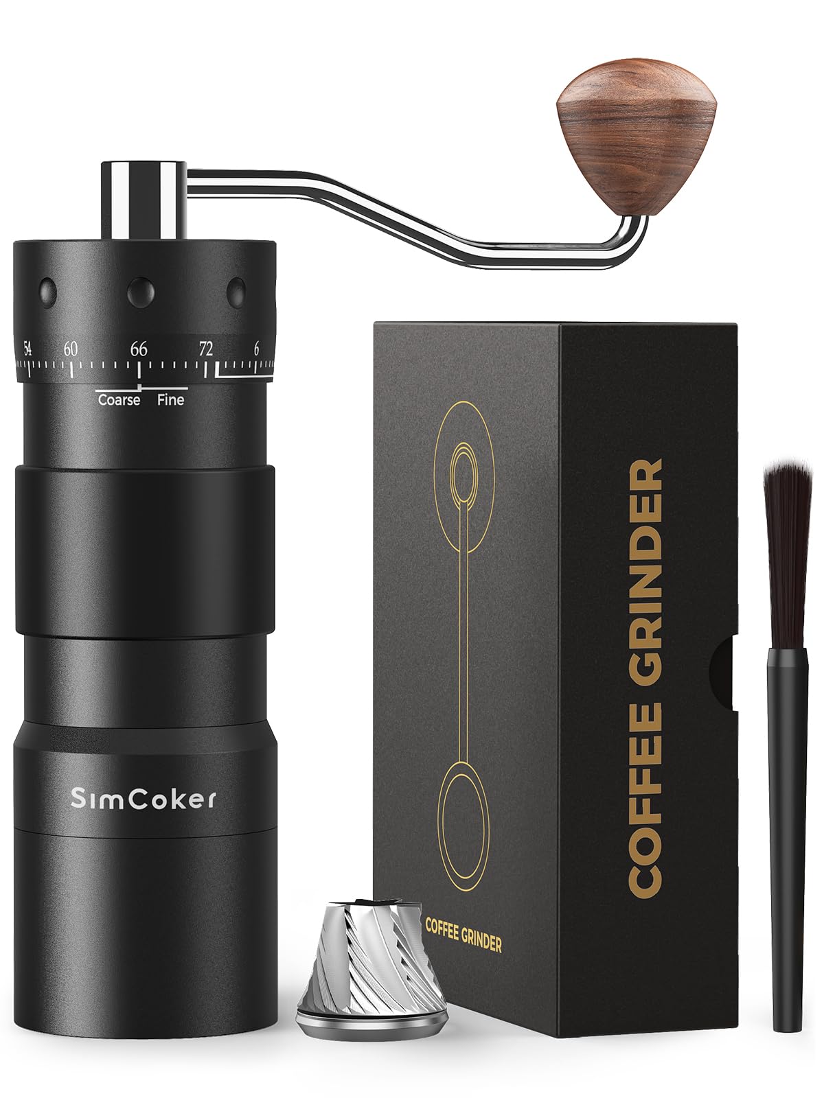 Manual Coffee Grinder with 16μm External Adjustment, Precision Espresso & Pour-Over Grinder, CNC Stainless Steel Conical Burr, Drill-Compatible Aluminium Body, Portable Coffee Grinder,Black — image 1